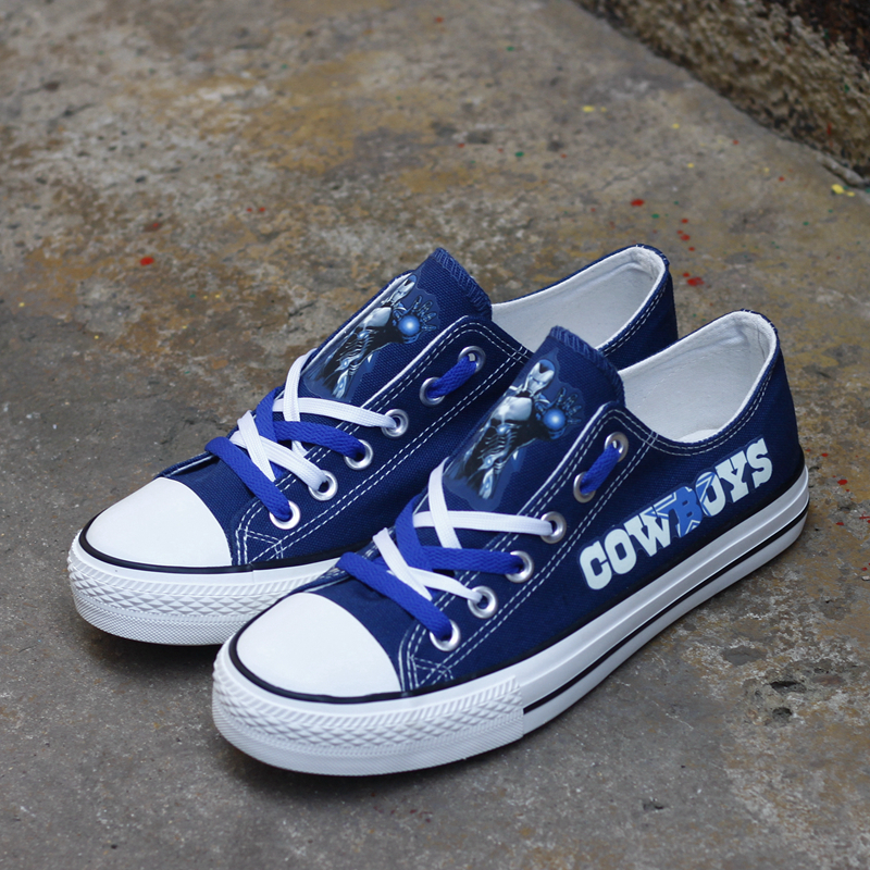 Women Or Youth NFL Dallas Cowboys Repeat Print Low Top Sneakers 009